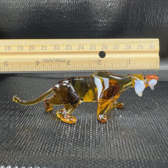 Venetian Art Glass Hand Blown Tiger Cat Hand Made Italian Glass Figurine Figure - Picture 3 of 14
